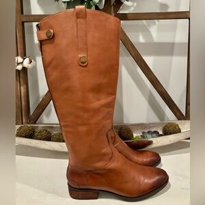 Sam Edelman Penny Leather Riding Boots - Elegant Tan Leather Knee-High Boots